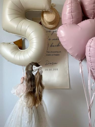 Image of 5 Balloon Numbers Birthday Decorations, 40In Cream Balloons for Men Women | Eye-catching Appearance, Perfect Decorative Centerpieces, Convenient Self-sealing Structure, Widely for Various Occasions