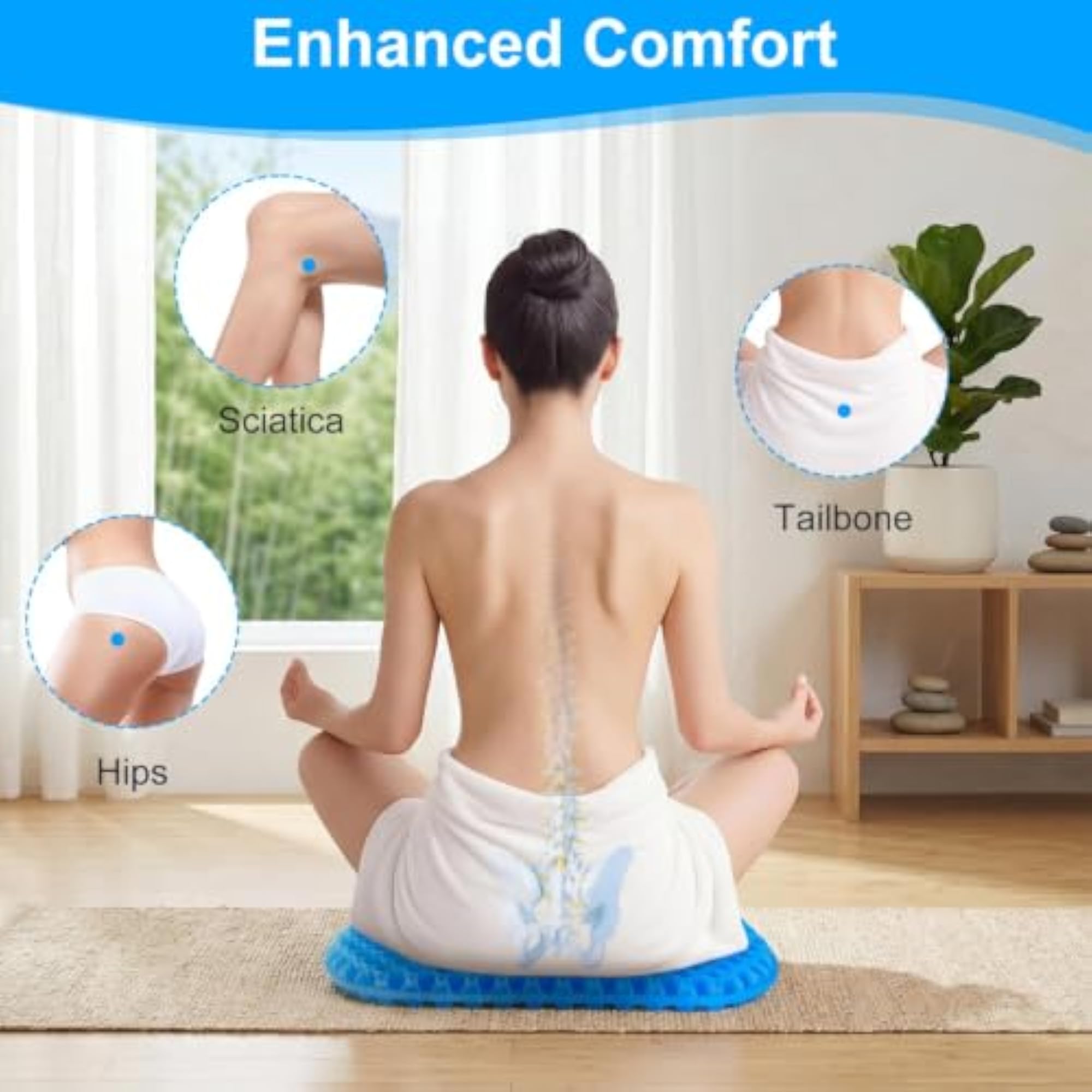 Gel Seat Cushion for Long Sitting with Handle
