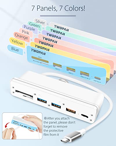 Image of TWOPAN USB C Hub Multiport Adapter for iMac, 6 in 1 USB C to USB Adapter iMac 2023 /2021 iMac M3 /M1, USB Hub with USB 3.0 Port, Micro /SD Card Readers & Multi Colored Panels