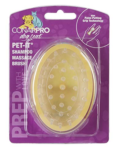 Conairpro Dog & Cat Pet Brush With Ergonomic Pet-It Design, Dog Brush For Shedding, Shampoo Massage Brush For Bathing,Yellow #TOP1
