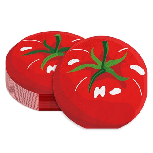 JarThenaAMCS 50Pcs Summer Tomato Shaped Napkins Italian Red Tomato Luncheon Napkins...