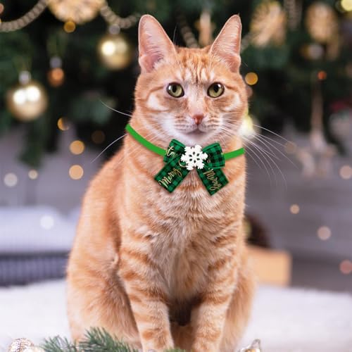 Bekecidi 9 Pack weihnachtliche Hundefliegen, Katzenhalsband Schneemann Weihnachtsbaum Elchmuster Fliegen für Hunde Katzen Haustiere Weihnachtsfest Dekorationszubehör