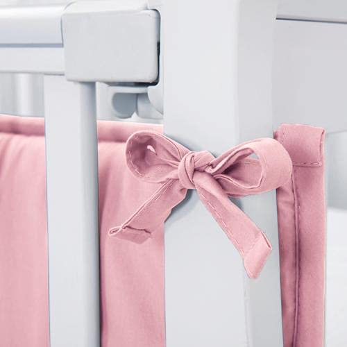 Breathable Baby Crib Liner Bed Bumper Pads Around Cushion Cot Protector Washable Baby Protector Pads Cot Bumper Safe Anti-Bump Baby Bed Bumper Padded Crib Liners for Toddler Boy Girl (Pink) - Thumbnail 4