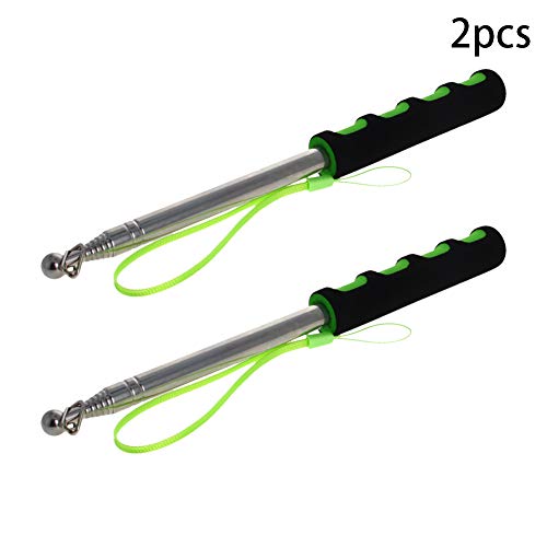 Image of Othmro 2Pcs Hollow Telescopic Teachers Pointer, Teaching Pointer Stick for Classroom, Metal Hand Retractable Pointer Extended Length 55.1 inch, Handheld Presenter Whiteboard Pointer (Green)