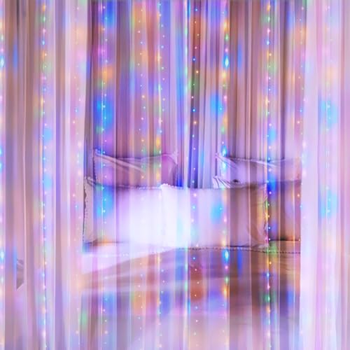 LITYBY Curtain Fairy Lights, 300 LED Battery Operated Curtain Lights, 3M x 3M, Multi-Coloured - Image 5