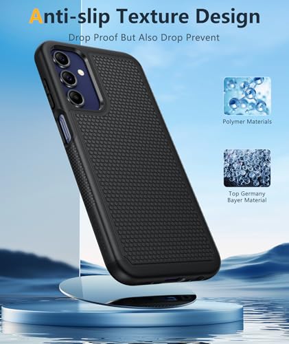FNTCASE for Galaxy A15-5G Phone Case - Samsung A15 5G Military Grade Drop Protection, 14ft Drop Tested, Screen Protector Included, Anti-Slip Matte Textured, TPU+PC Dual Layer Shockproof Cover (Black)