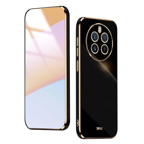 Cover per Realme 12 Pro 12 Pro+ Plus 5G Case Custodia in Morbida Bordo Dorato Della Placcatura Anti-Graffio Antiurto Protettiva Shell Bumper - silicone tpu nero