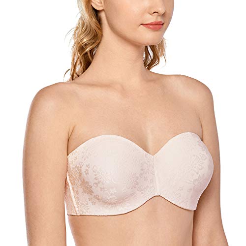 Image of DELIMIRA Women's Strapless Jacquard Minimizer Bra Plus Size Underwire Non-Padded