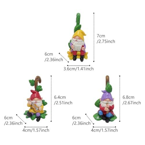 JARPSIRY Set of 3 Cute Climbing Gnome Figurines Flower Pot Hugger, Resin Hanging Gnomes Statue Outdoor Decor Fence Ornaments for Patio Lawn Garden Yard (Music Gnome)