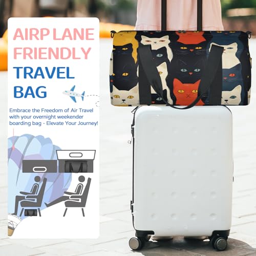 Cat Travel Duffle Bag Sports Yoga Weekender Overnight Workout Bags Cat Printed Lightweight Waterproof Gym Tote Bag for Women3