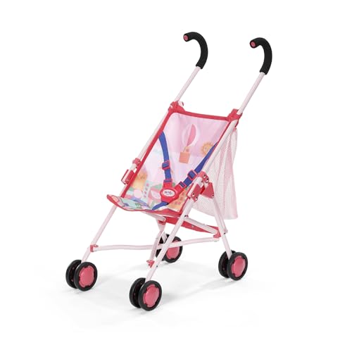 BABY born Puppenwagen mit Tasche in Pink mit 3-Punkt-Gurt faltbar
