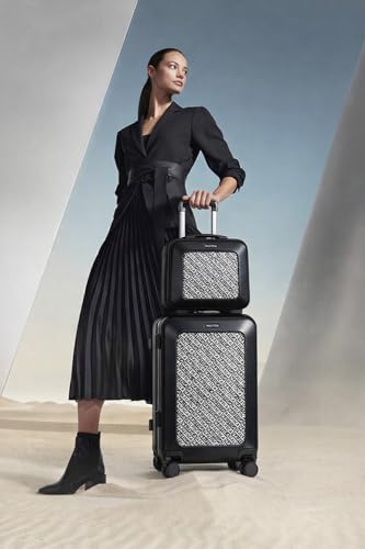 Image of Nautica Unisex 31L Cabin Trolley and Vanity Case Luggage Set | Robust ABS & Logo Print PU Hardshell Travel Combo | Smooth 8-Spinner Wheels | Lightweight Luggage for Weekend Trips and Vacations | Black