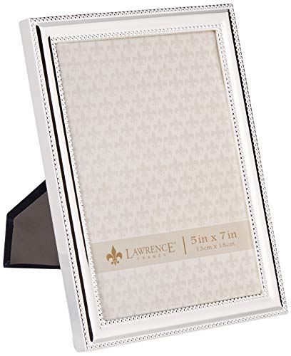 Lawrence Frames 510757 Metal Picture Frame Silver-Plate with Delicate Beading, 5 by 7-Inch
