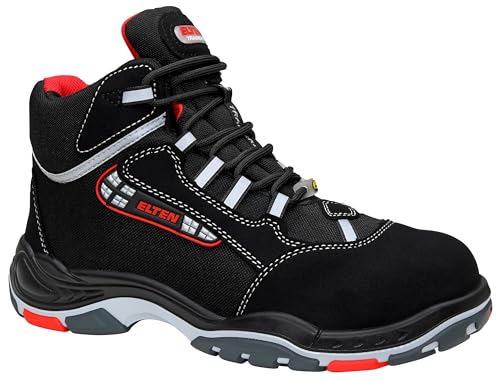 ELTEN Sicherheitsschuhe Sander ESD S3S, Damen und Herren, Textil, Kunststoffkappe (leichter als Stahlkappe), leicht, sportlich 36, Schwarz-Rot