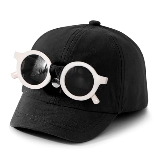 Kids' Cute Baseball Cap with Sunglasses Decoration - Outdoor Breathable Hat with Extended Brim for 0-3 Years