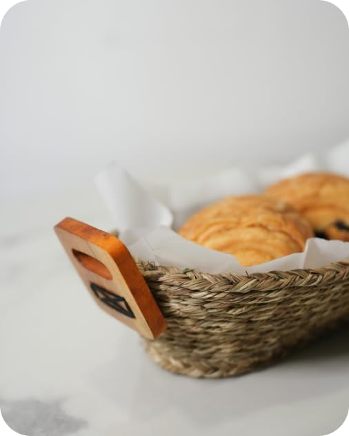 Swadeh The Bread Bower Sabai Grass Bread Basket (Set of 2): Handwoven Eco-Friendly Beige Serveware Baskets, 10 Inch & 12 Inch, Food-Safe Lightweight Tabletop Bread Basket by Indian Artisans 2