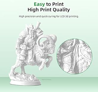 ANYCUBIC 3D Printer Resin with Low Odor and Safety, 405nm UV Plant-Based Rapid Resin 2.0 with High Precision and Quick Curing for LCD 3D Printing (White, 1000g)