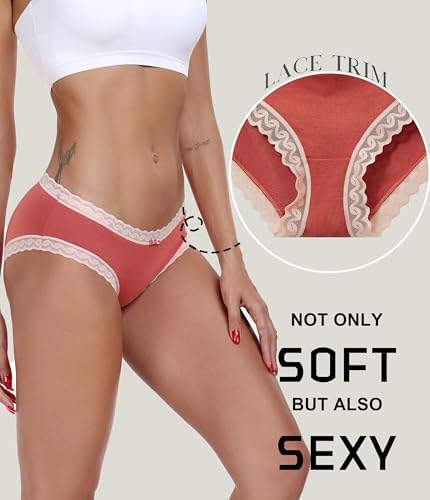 ANLIQI Womens Underwear Lace Trim Hipster Panties Pack Soft Moisture Wicking Cotton Bikini Briefs Cool Undies Underpants3