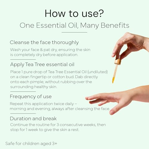 Image of Tea Tree Essential Oil 10ml | Pure & Therapeutic Grade | Fights Acne & Skin Infections | Supports Digestive & Gynecological Health | Improves Oral Health | Ideal for Diffuser & DIY Blends | Suitable for Children