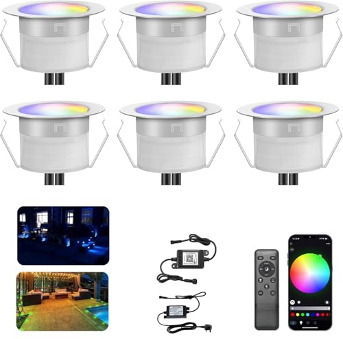 INDARUN RGBW WiFi Led Decking Lights Waterproof IP67 Ø45MM 12V