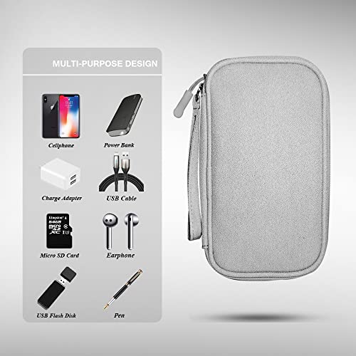 DUMEALAGR Electronics Organizer Bag Pouch Cable Charger Case Travel Shockproof Cord Carrying Case for Earphone Powerbank USB Hard Drive SD Card (Grey) - Thumbnail 4