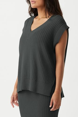 Image of Saodimallsu Womens V Neck Sweater Vest Oversized Ribbed Knit Sleeveless Casual Loose Fit Pullover Tank Top