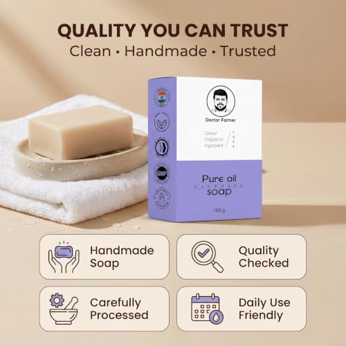 Image of Doctor Farmer Coconut Pure Oil Handmade Bath Soap Pack of 4| Coconut & Palm | Gentle Cleansing Moisturizing Daily Bath Bar for Soft & Healthy-Looking Skin | Chemical-Free Soap for Men & Women
