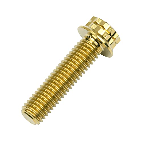 Image of Titanium Flange 12 Point Head M8 x15 20 25 30 35 40 45 50 55 60 65mm Screw Bolt Pack of 4 (M8x30mm, Gold)