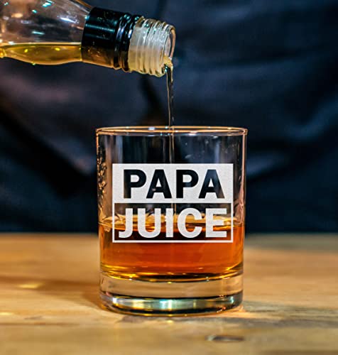 Carvelita Papa Juice Whiskey Glasses - 11Oz Engraved Old Fashioned Rocks Glass - Grandpa Birthday Gifts - Gifts For Papa - Gifts For Grandpa - Papa Gifts From Grand Children - Best Grandpa Gifts #TOP3