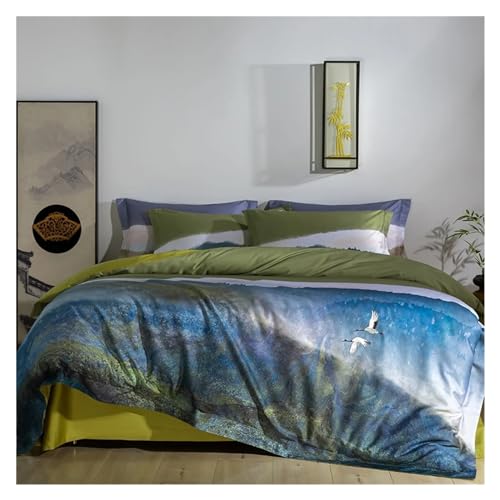 GUHPZA Juego De Cama De Cuatro Piezas De Algodón De 1000 Hilos, Ropa De Cama Europea De Lujo, Suave, Tamaño Queen Y King, Funda De Edredón, Sábana Ajustable, Fundas De,B-King Size 4 pcs