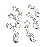 Set of 6 Nickel Plated Double Ended Bolt Snaps Bolt Trigger Chain Hook for for Agricultural, Equine, Home, Garage Use