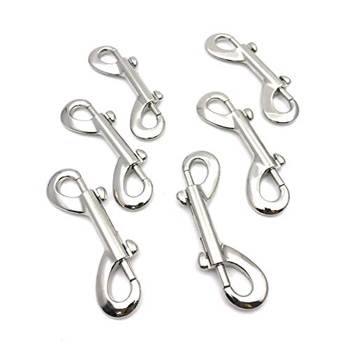 Set of 6 Nickel Plated Double Ended Bolt Snaps Bolt Trigger Chain Hook for for Agricultural, Equine, Home, Garage Use