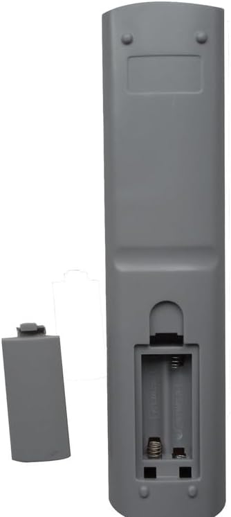 వెనుకకు view of the HCDZ replacement remote control with the battery compartment open, showing where to insert two AAA batteries.