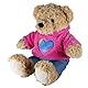 Splodge Teddy Parties - Kapuzenpullover mit pelzigem Herz und Jeans-Outfit - Teddybär-Kleidung - Größe: 40 cm, passend für Build a Bear, Rose