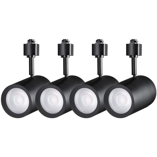 LEONLITE Retail Pro Series 17.5W LED H Track Lighting Heads, ETL Listed, Commercial Dimmable H Track Light Heads for Store Shop Restaurants, CRI90 Track Lighting, 4000K, Matte Black, Pack of 4