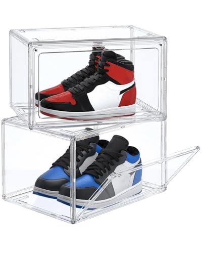 HIYOHIYO 2-Pack Acrylic Stackable Shoe Boxes, Size 14