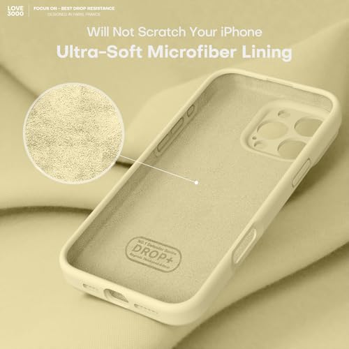 Image of LOVE 3000 Designed for iPhone 16 Pro Max Case, Premium Silicone with [Soft Anti-Scratch Microfiber Lining] Shockproof Protective Phone Case for Men Women Girls 6.9 inch, Creamy Yellow