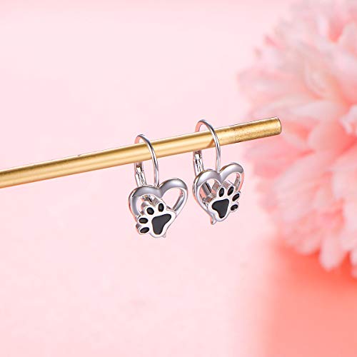 925 Sterling Silver Forever Love Puppy Paw Drop Lever Back Earrings For Women Girlfriend Gift #TOP2