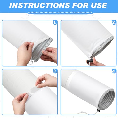 Image of Outus 2 Pcs Portable Ac Hose Insulation Sleeve 60in Portable Air Conditioners Insulated Cover Wrap Fit for 5 inch& 5.9 inch Diameter Exhaust Easy Installation with Adjustable Strap (White)