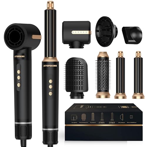 7 in 1 Airstyler Pro, Hairstyler Set mit 11,0000 RPM Ionen Haartrockner,Diffusor,Auto-Wrap-Lockenstab, Rundbürstenföhn, ...