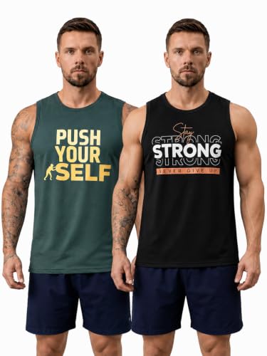 Image of CHKOKKO Men's Dry Fit Sleeveless Gym Vest Tank Top Running Sando