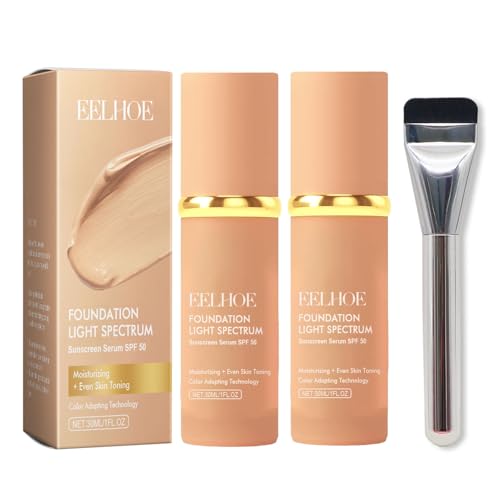 Eelhoe Foundation Makeup 4 In 1 Eelhoe Foundation Makeup Discoloration Flawless Makeup Hydrating Color Change Foundations Makeup With Brush Waterproof Long-Lasting Moisturizing (2pcs)