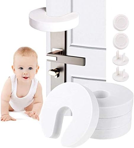 4Pack Finger Pinch Guards & Outlet Covers, Resilient Soft but Durable Eva Made ChildProof Door Finger Stopper|Finger Protectors Stop Kids from Finger Pinch Injuries, Door Slams and Getting Locked