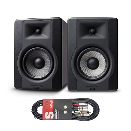 M-Audio BX5 D3 Pair Par de Monitores de Estudio, Altavoces Activos Bidireccionales, 100 W + Cable Stagg STC3CMXM, Cable RCA a XLR, Macho, 3 m