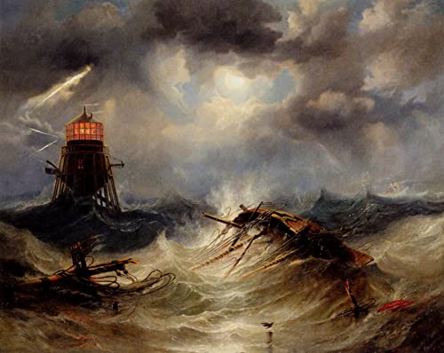 La tormenta del faro de Jamescarmichael pinturas murales decoración pared 60x90cm