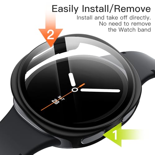 Image of JETech Cover Case with Screen Protector for Samsung Galaxy Watch 8 40mm, Overall Protective Cover, Built-in Tempered Glass Film High Sensitivity, 2 Pack (Black)