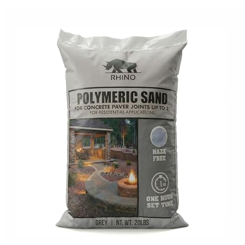 Rhino Power Bond Plus Polymeric Sand for Pavers and Natural Stone Joints Paver Sand Polymeric Blend for Joints Up to 2 Inches 20 Pound Slate Gray Outdoor Hardscape Filler