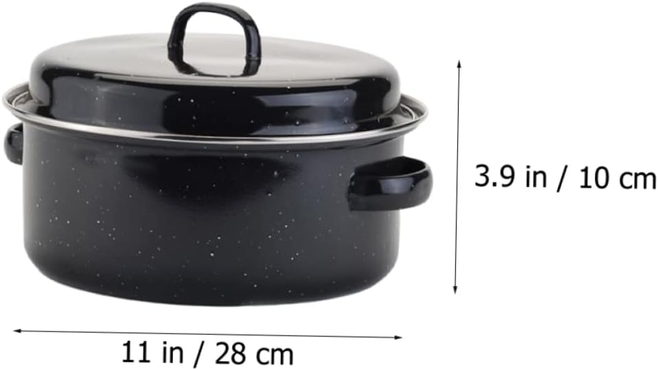 1Set Covered Round Roaster for Baking Sweet Potatoes Enameled Roasting Pan with Lid for Oven Use for Roasting and Baking Sweet Potatoes