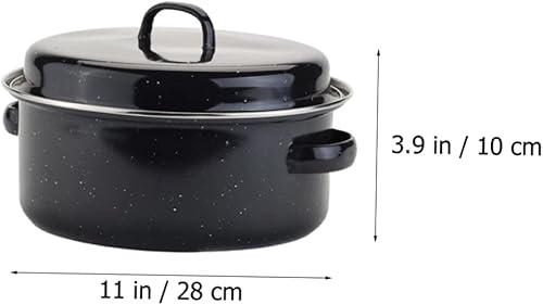 Miniatura 2 de 1 juego de asador redondo cubierto para hornear batatas esmaltadas con tapa para uso en horno para asar y hornear batatas