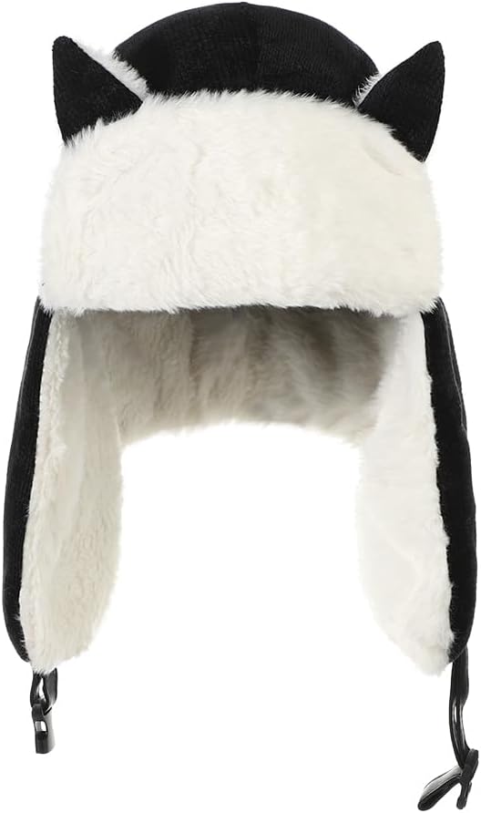 Kids Trapper Hat Winter Fleece Earflap Trooper Hat Faux Fur Corduroy Russian Ushanka Aviator Ski Caps for Girl Boy Age 5–10
